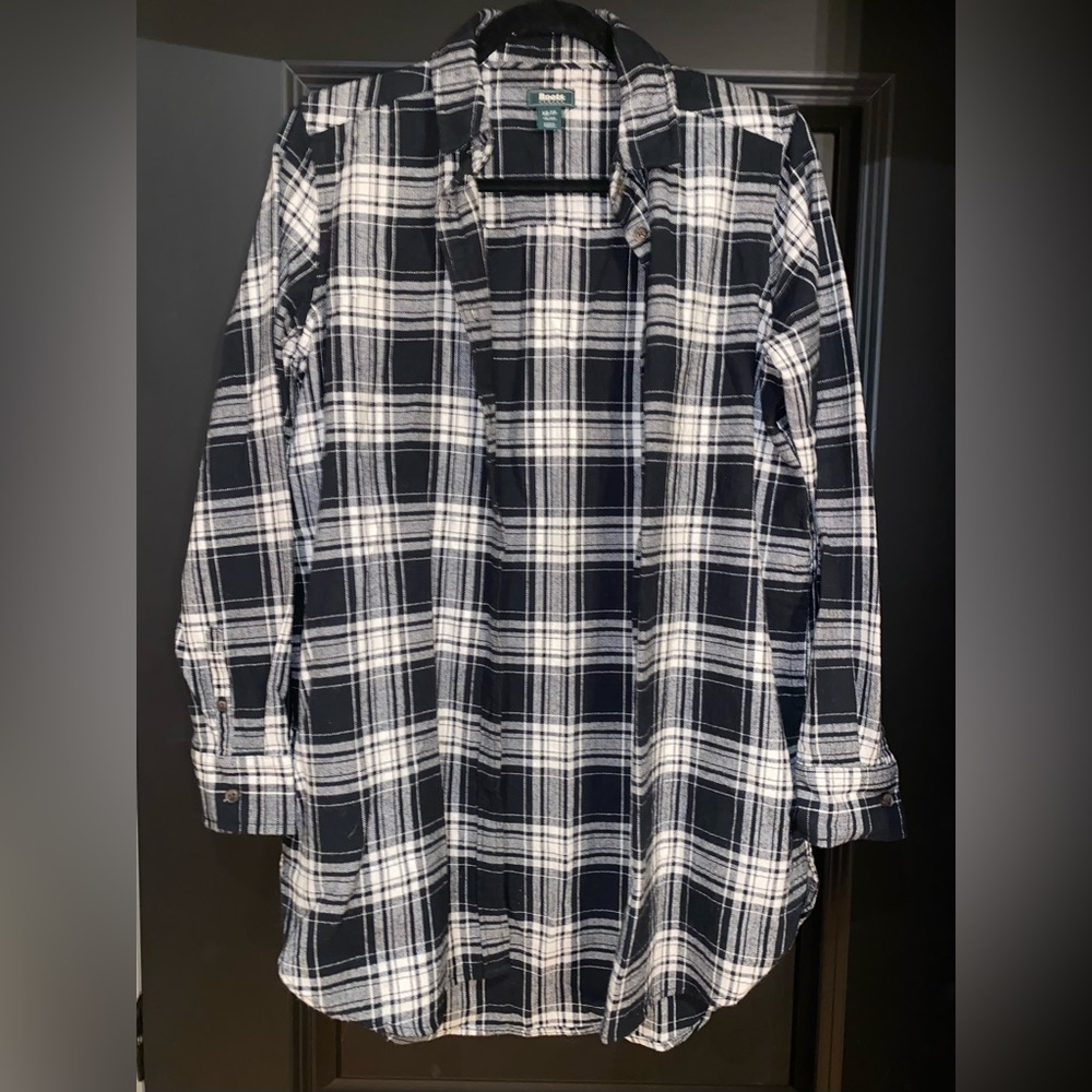 Roots Plaid Boyfriend Shirt XS